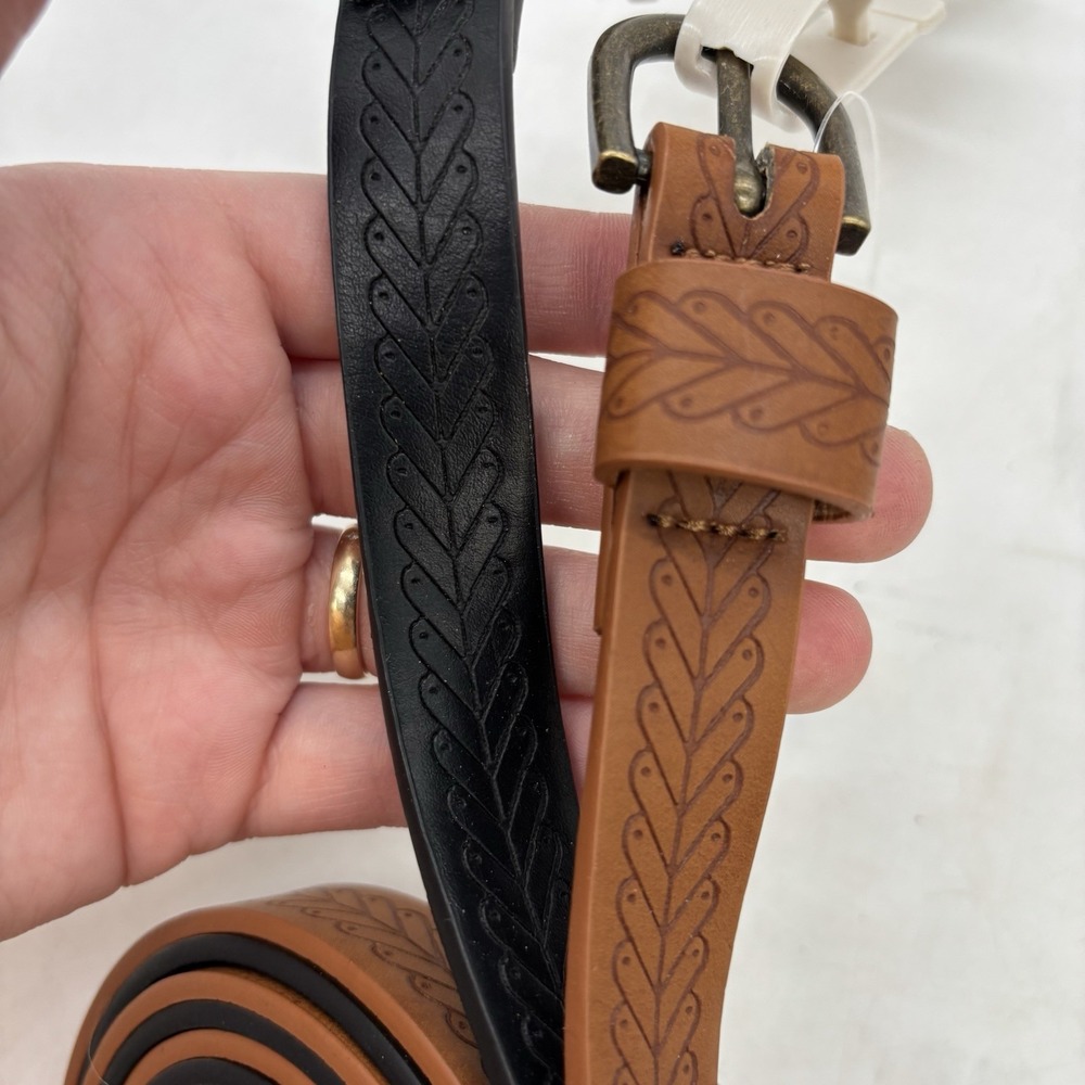 Mudd Leather Belt 2 Pack Brown Black Size S/M Small Medium NEW Y2K Wimsygoth